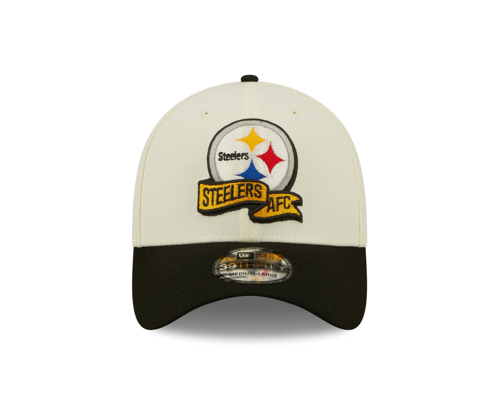 Pittsburgh Steelers New Era Cream/Black 2022 Sideline 39THIRTY Flex Hat for Men product image 2, provided for visual