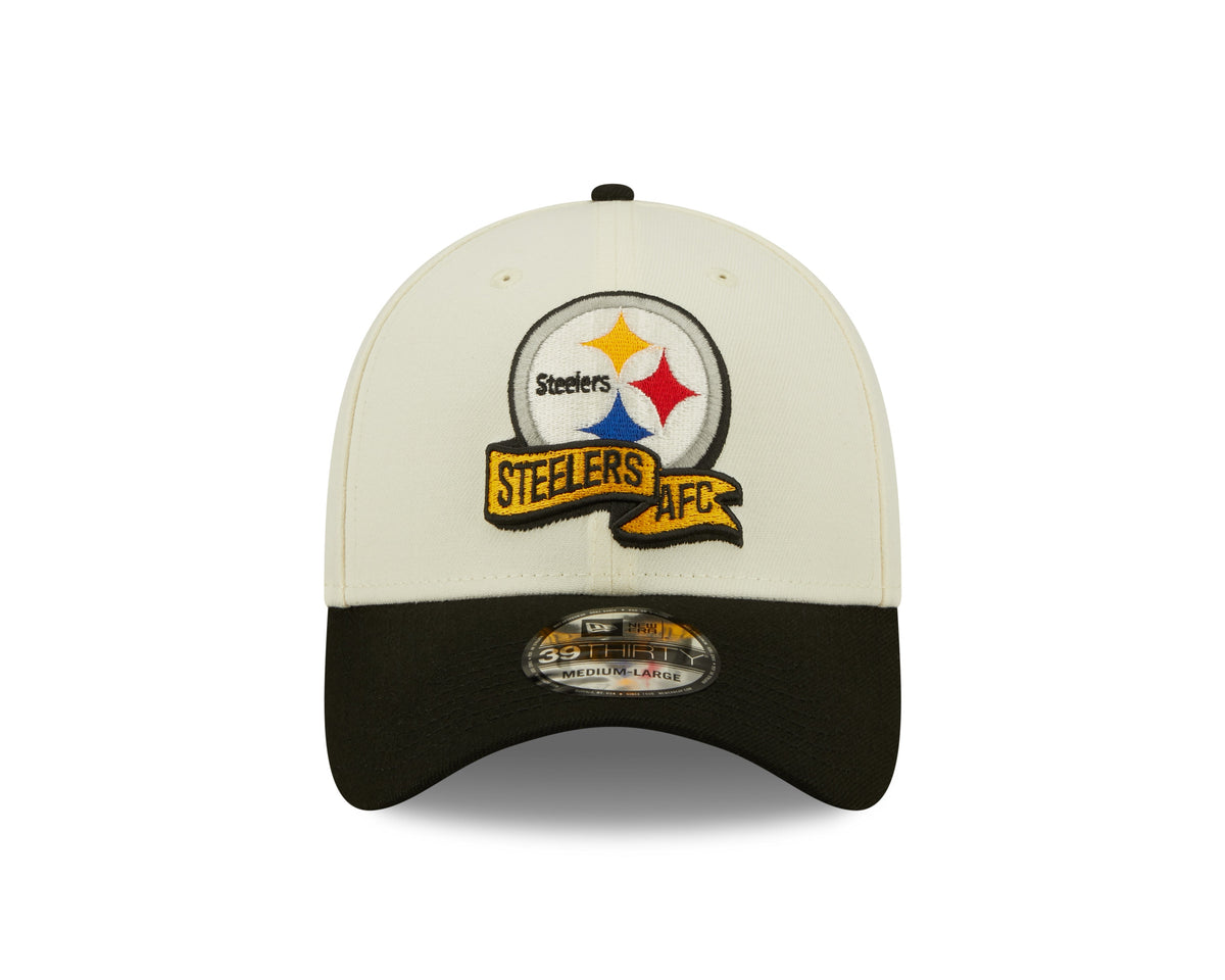 Pittsburgh Steelers New Era Cream/Black 2022 Sideline 39THIRTY Flex Hat for Men product image 2, provided for visual