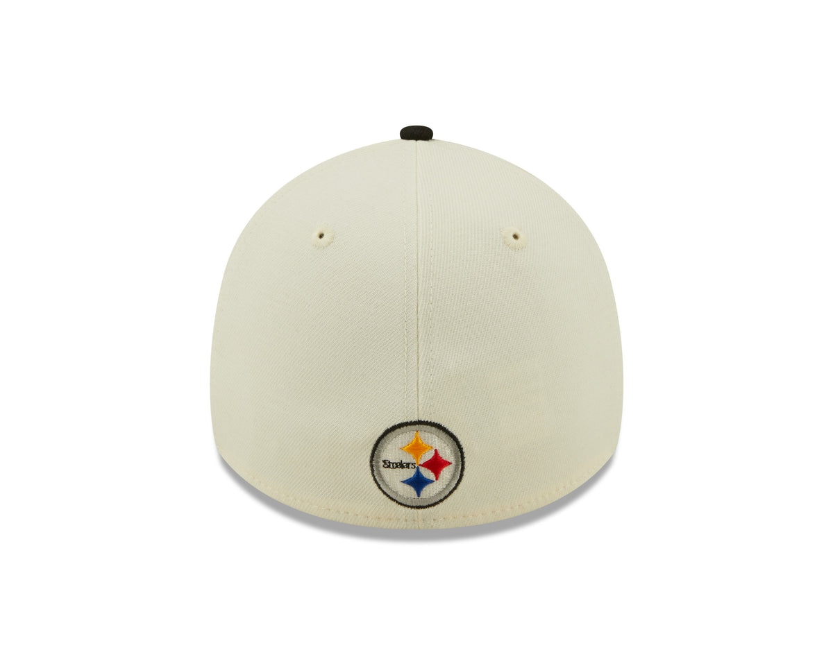 Pittsburgh Steelers New Era Cream/Black 2022 Sideline 39THIRTY Flex Hat for Men product image 6, provided for visual