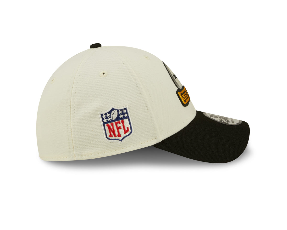 Pittsburgh Steelers New Era Cream/Black 2022 Sideline 39THIRTY Flex Hat for Men product image 4, provided for visual