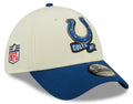 Indianapolis Colts New Era Cream/Royal 2022 Sideline 39THIRTY Flex Hat for Men product image 1, provided for visual