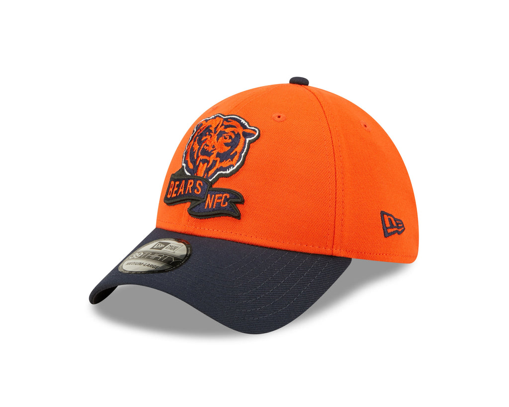 Chicago Bears Mascot Logo New Era Orange/Navy 2022 Sideline 39THIRTY Flex Hat for Men product image 3, provided for visual