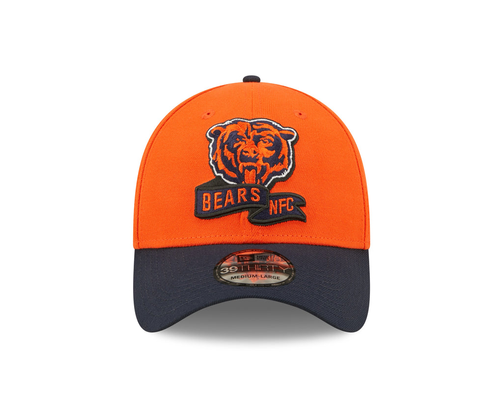 Chicago Bears Mascot Logo New Era Orange/Navy 2022 Sideline 39THIRTY Flex Hat for Men product image 2, provided for visual
