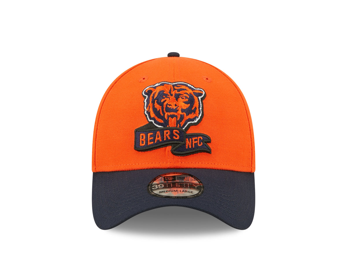 Chicago Bears Mascot Logo New Era Orange/Navy 2022 Sideline 39THIRTY Flex Hat for Men product image 2, provided for visual