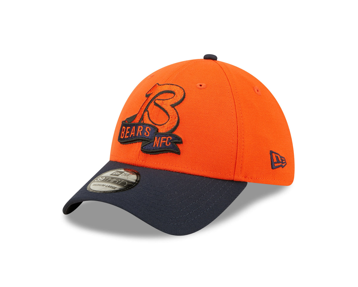 Chicago Bears "B" Logo New Era Orange/Navy 2022 Sideline 39THIRTY Flex Hat for Men product image 3, provided for visual