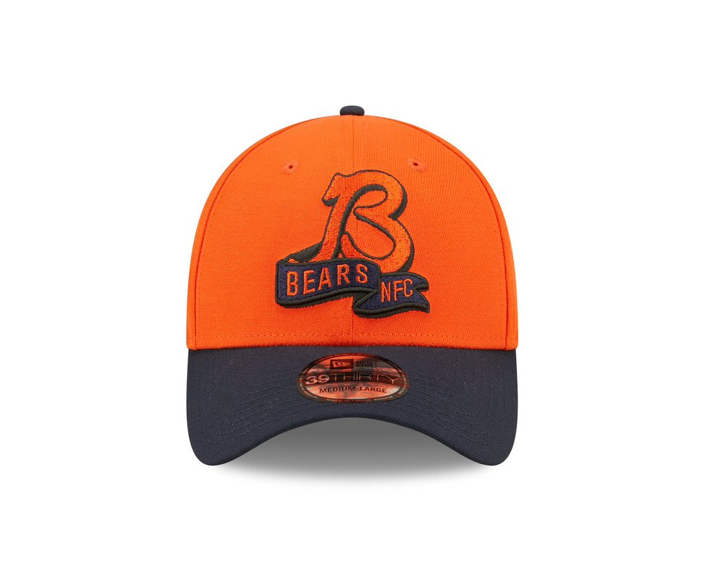 Chicago Bears "B" Logo New Era Orange/Navy 2022 Sideline 39THIRTY Flex Hat for Men product image 2, provided for visual