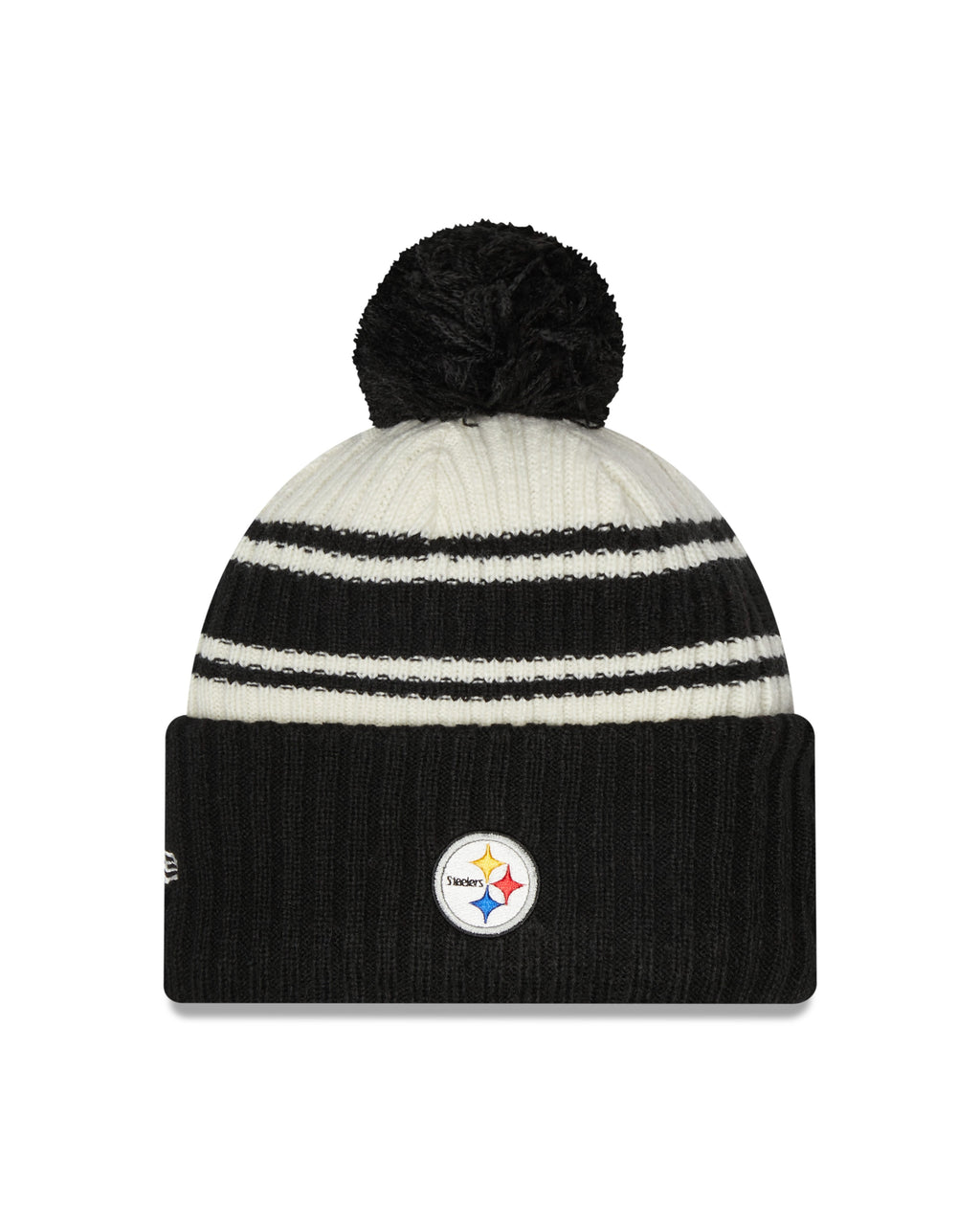 Pittsburgh Steelers New Era Black 2022 NFL Sideline Sport Pom Cuffed Knit Hat product image 2, provided for visual reference