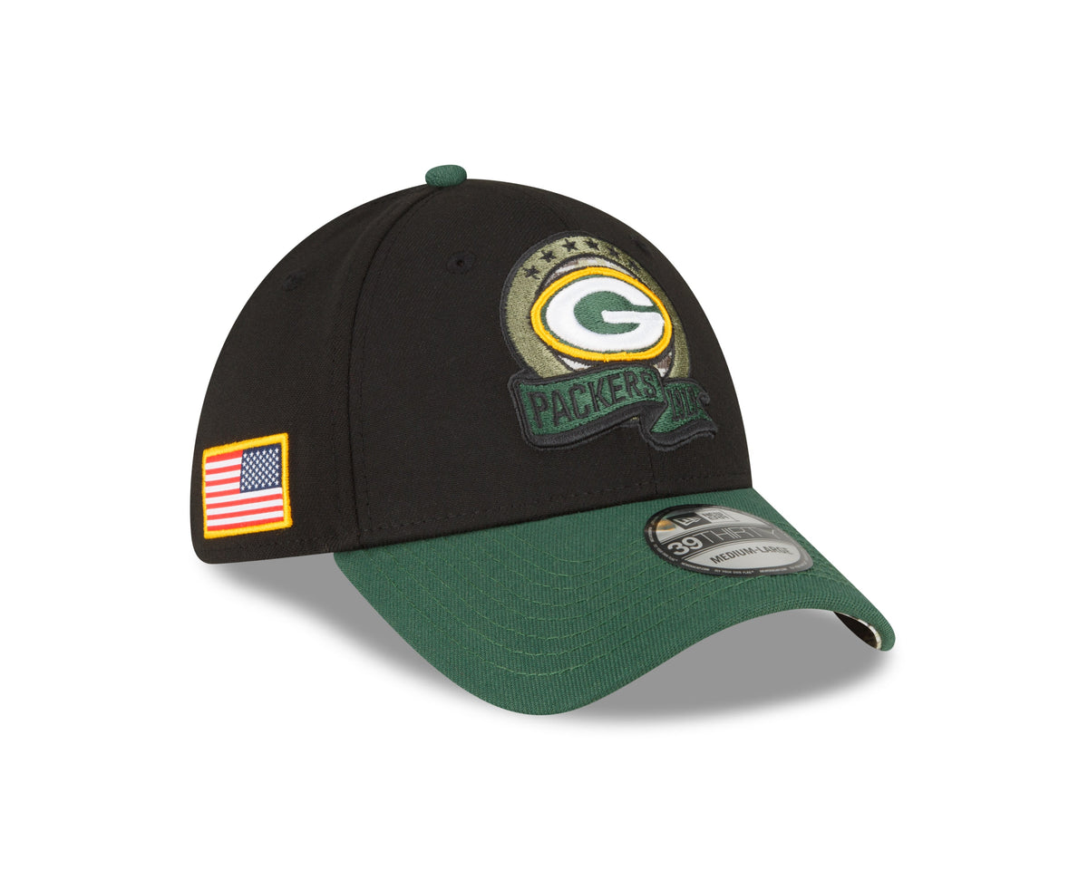 Green Bay Packers New Era Black 2022 Salute to Service 39THIRTY Flex Hat for Men product image 8, provided for visual