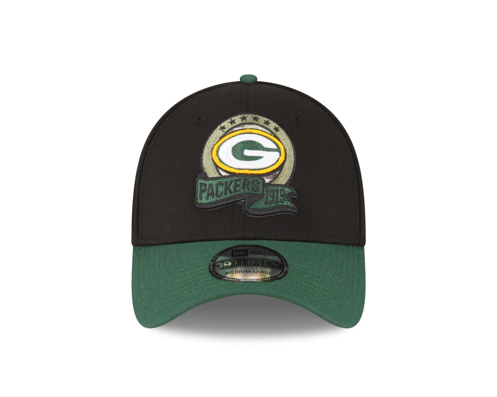Green Bay Packers New Era Black 2022 Salute to Service 39THIRTY Flex Hat for Men product image 2, provided for visual