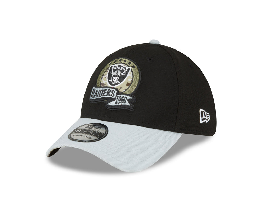 Las Vegas Raiders New Era Black 2022 Salute to Service 39THIRTY Flex Hat for Men product image 4, provided for visual
