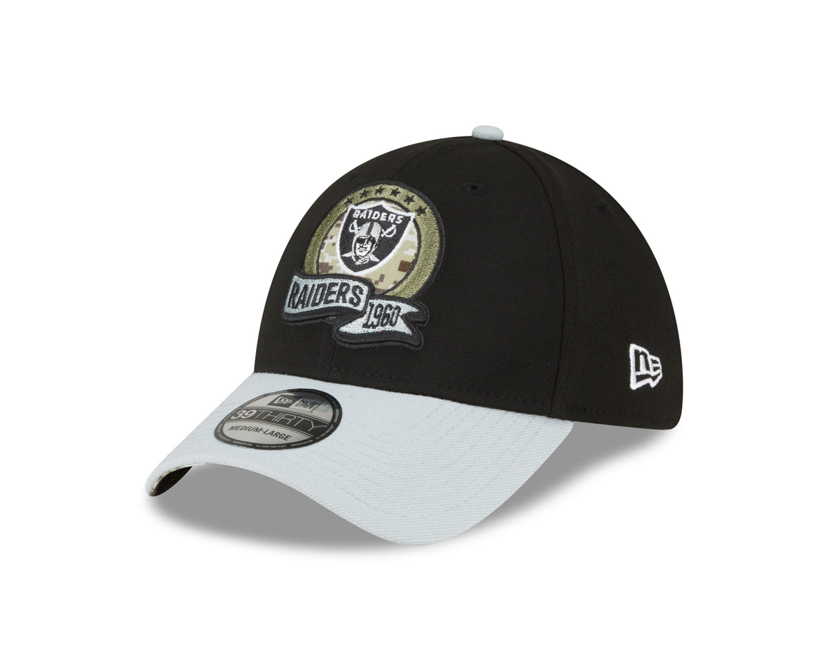 Las Vegas Raiders New Era Black 2022 Salute to Service 39THIRTY Flex Hat for Men product image 4, provided for visual