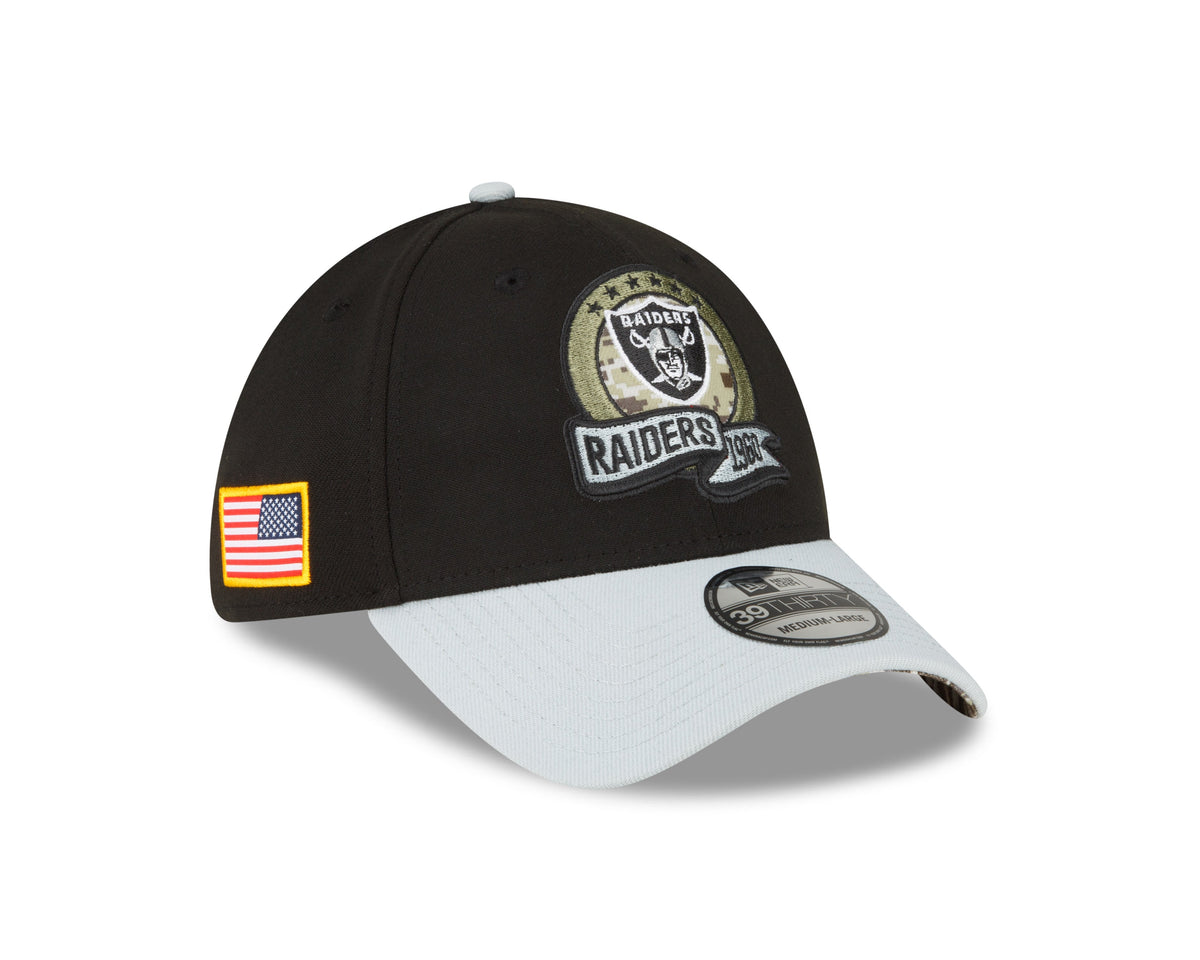 Las Vegas Raiders New Era Black 2022 Salute to Service 39THIRTY Flex Hat for Men product image 2, provided for visual