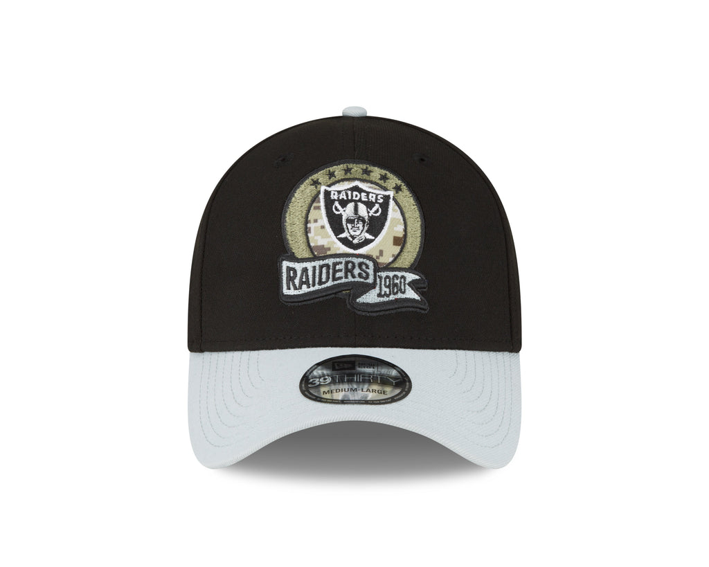 Las Vegas Raiders New Era Black 2022 Salute to Service 39THIRTY Flex Hat for Men product image 3, provided for visual