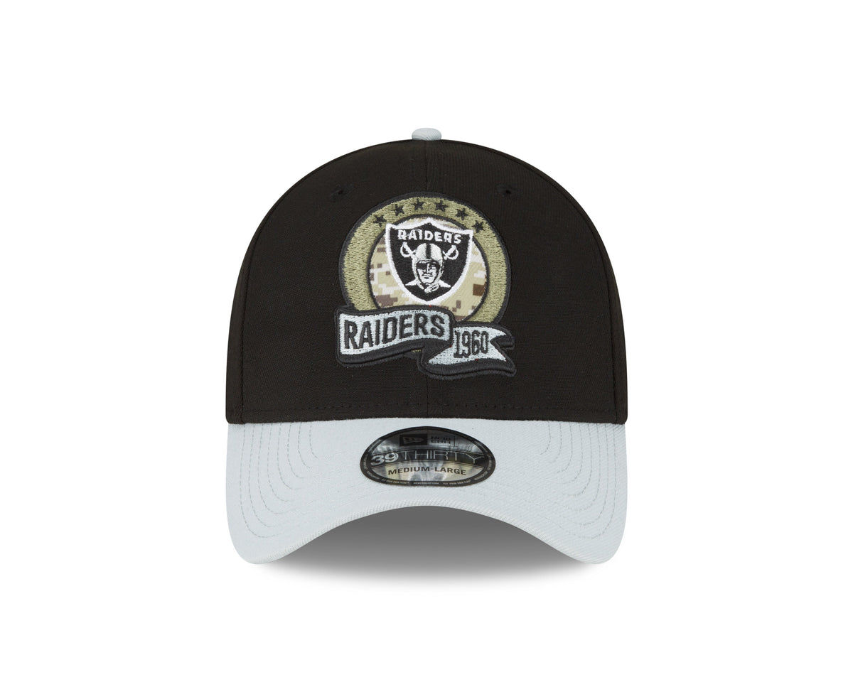 Las Vegas Raiders New Era Black 2022 Salute to Service 39THIRTY Flex Hat for Men product image 3, provided for visual