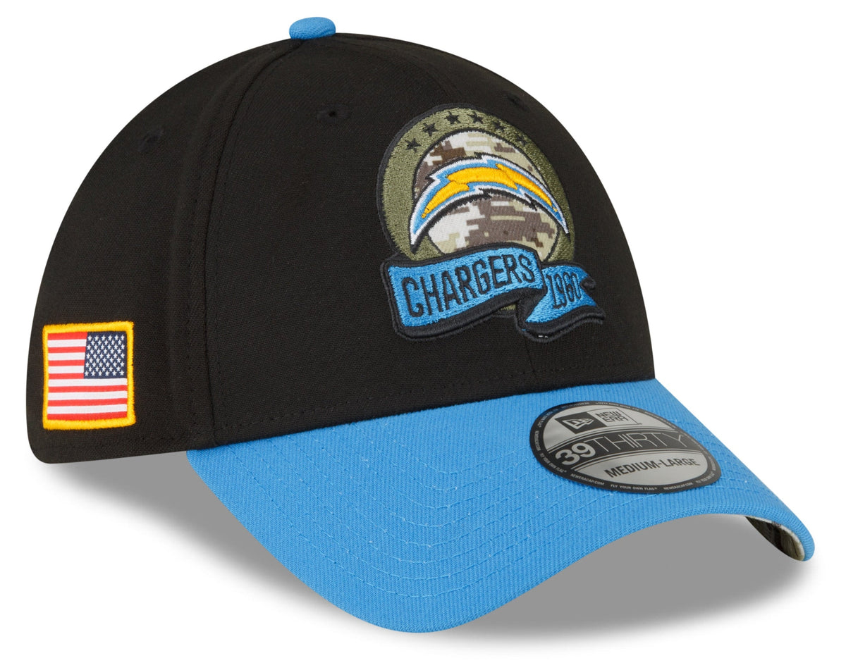 Los Angeles Chargers New Era Black 2022 Salute to Service 39THIRTY Flex Hat for Men product image 1, provided for visual