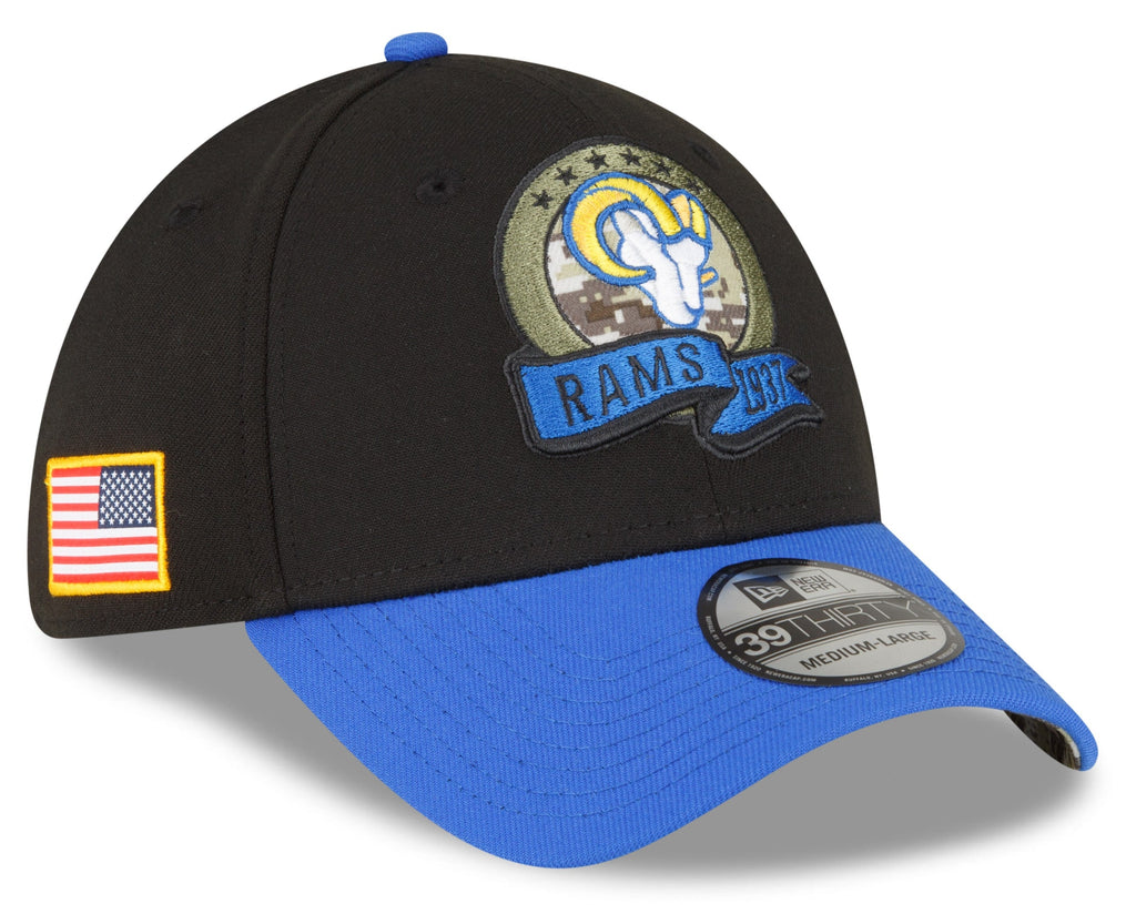 Los Angeles Rams New Era Black 2022 Salute to Service 39THIRTY Flex Hat for Men product image 1, provided for visual