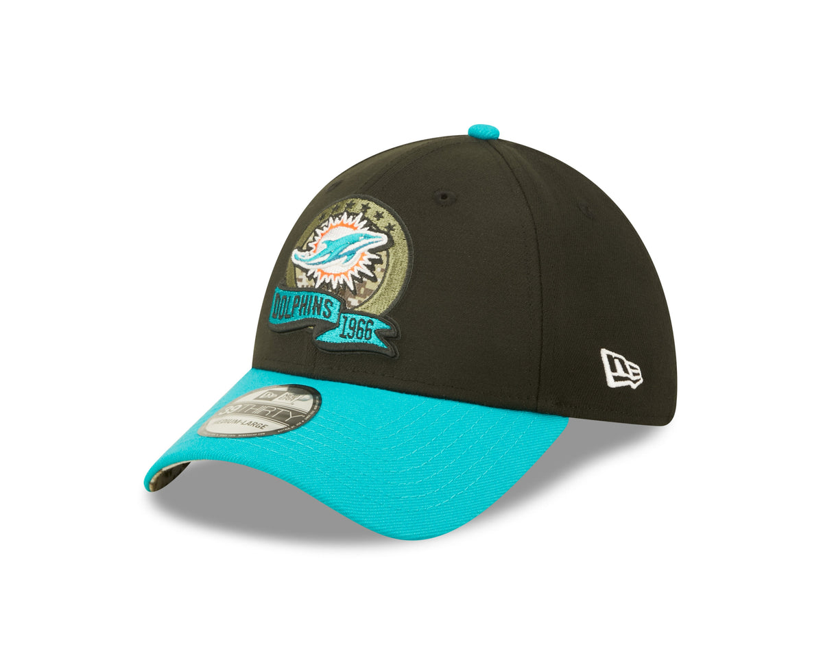 Miami Dolphins New Era Black 2022 Salute to Service 39THIRTY Flex Hat for Men product image 3, provided for visual reference