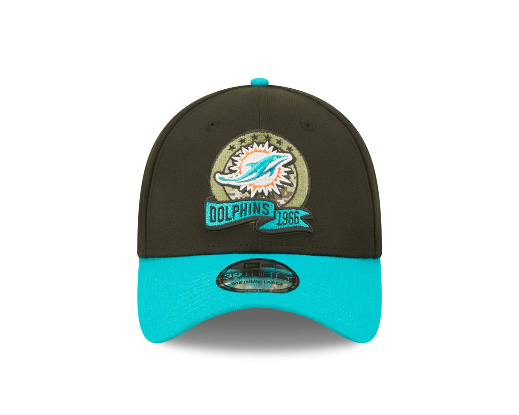Miami Dolphins New Era Black 2022 Salute to Service 39THIRTY Flex Hat for Men product image 2, provided for visual reference