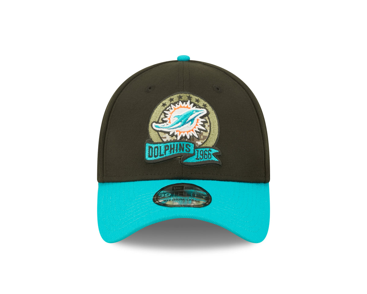 Miami Dolphins New Era Black 2022 Salute to Service 39THIRTY Flex Hat for Men product image 2, provided for visual reference