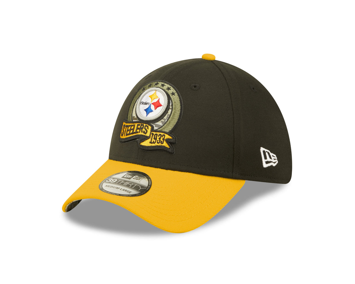 Pittsburgh Steelers New Era Black 2022 Salute to Service 39THIRTY Flex Hat for Men product image 3, provided for visual