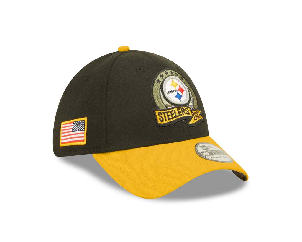 Pittsburgh Steelers New Era Black 2022 Salute to Service 39THIRTY Flex Hat for Men product image 8, provided for visual