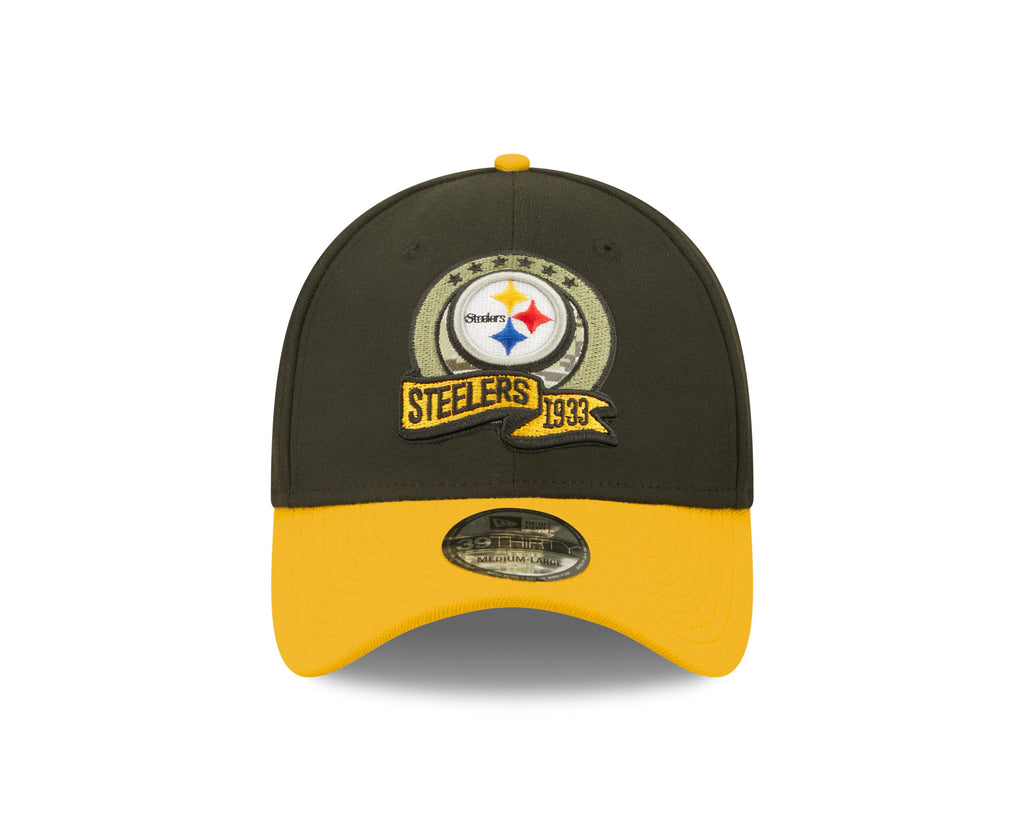 Pittsburgh Steelers New Era Black 2022 Salute to Service 39THIRTY Flex Hat for Men product image 2, provided for visual