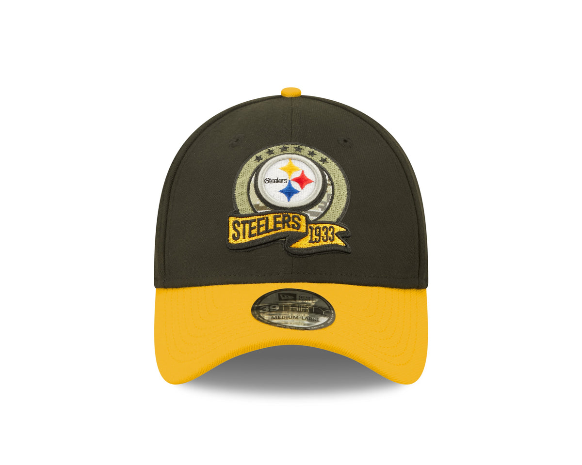 Pittsburgh Steelers New Era Black 2022 Salute to Service 39THIRTY Flex Hat for Men product image 2, provided for visual