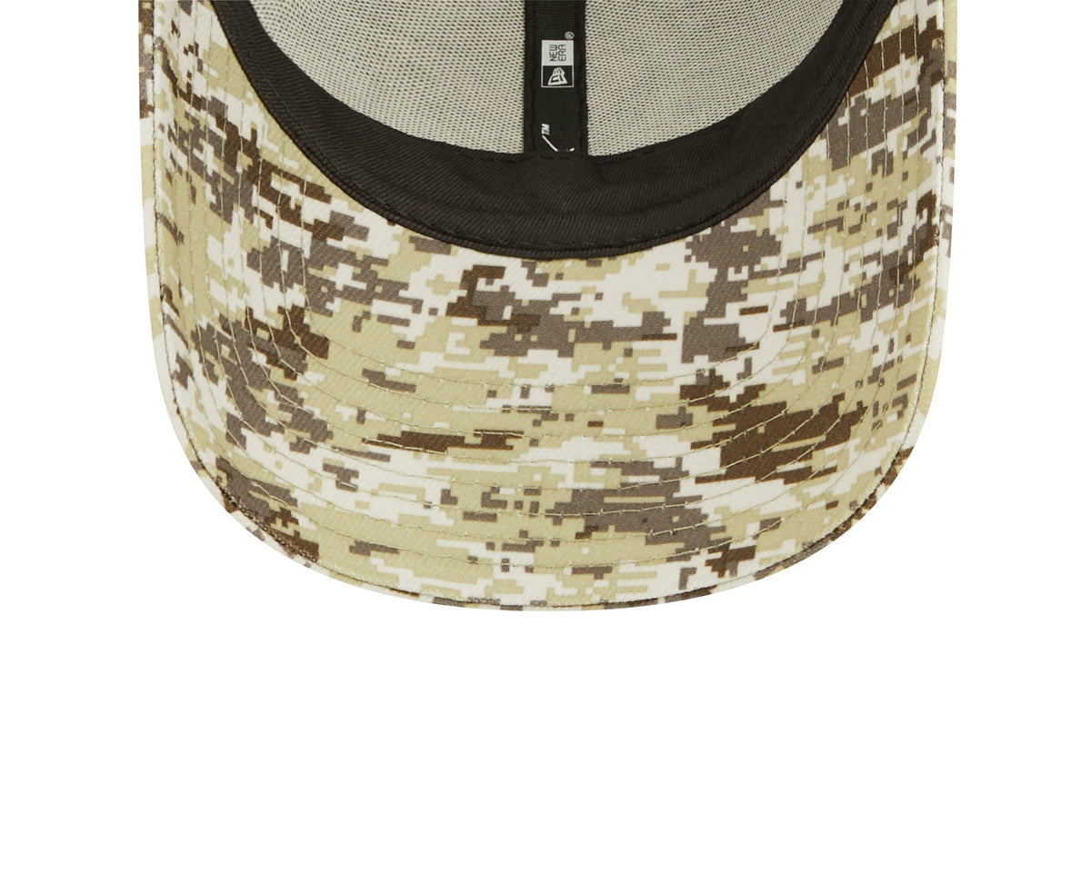 Chicago Bears New Era Black/Camo Primary Logo NFL 2022 Salute To Service Trucker 9FORTY Snapback Adjustable Hat for Men