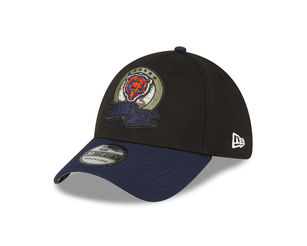 Chicago Bears New Era Black 2022 Salute to Service Historic Logo 39THIRTY Flex Hat for Men product image 3, provided for