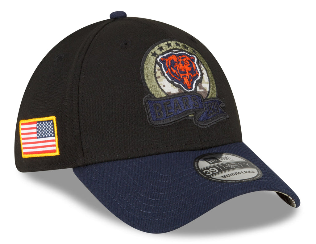 Chicago Bears New Era Black 2022 Salute to Service Historic Logo 39THIRTY Flex Hat for Men product image 1, provided for