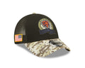 Chicago Bears New Era Black/Camo Historic Logo NFL 2022 Salute To Service Trucker 9FORTY Snapback Adjustable Hat for Men