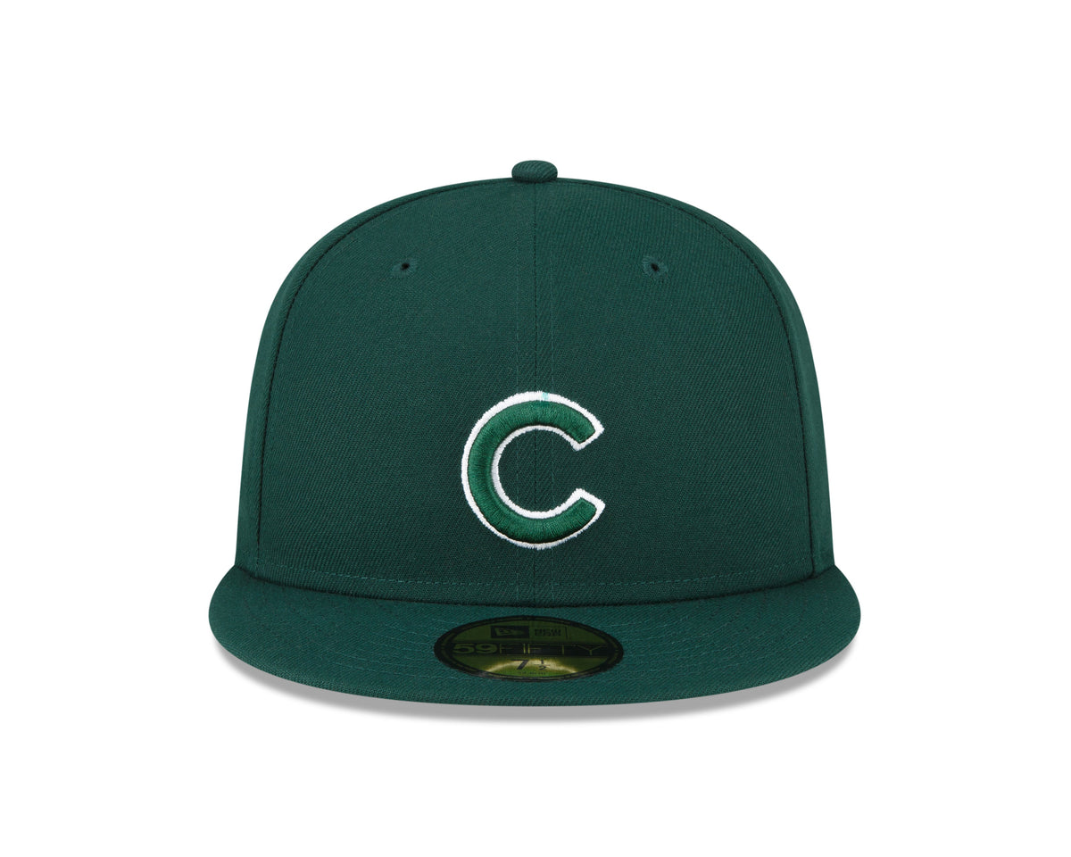 Chicago Cubs Basic New Era Dark Green 59FIFTY Fitted Hat for Men product image 2, provided for visual reference and product