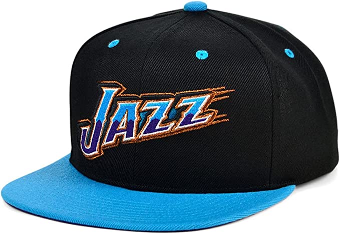 Utah Jazz Mitchell & Ness Hardwood Classics Reload 2.0 Snapback Hat - Black/Light Blue product image 1, provided for visual