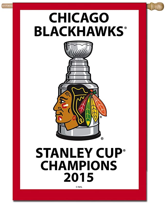 Team Sports America Applique Chicago Blackhawks 2015 Champions House Flag, 28 x 44 inches product image 1, provided for