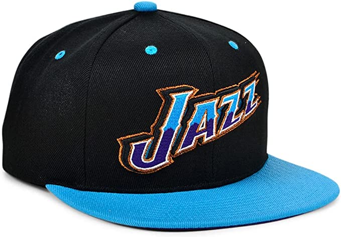 Utah Jazz Mitchell & Ness Hardwood Classics Reload 2.0 Snapback Hat - Black/Light Blue product image 2, provided for visual