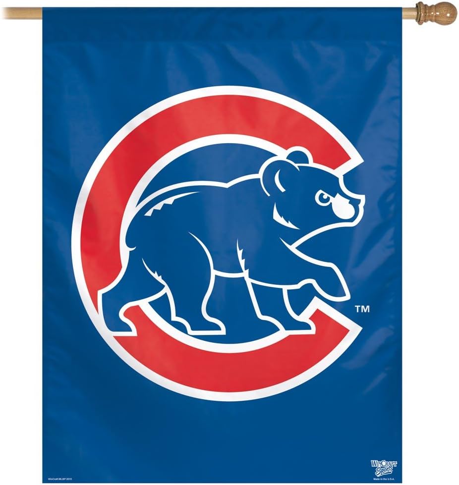 Chicago Cubs Walking Bear Logo 27X37 Vertical Flag product image 1, provided for visual reference and product detail review