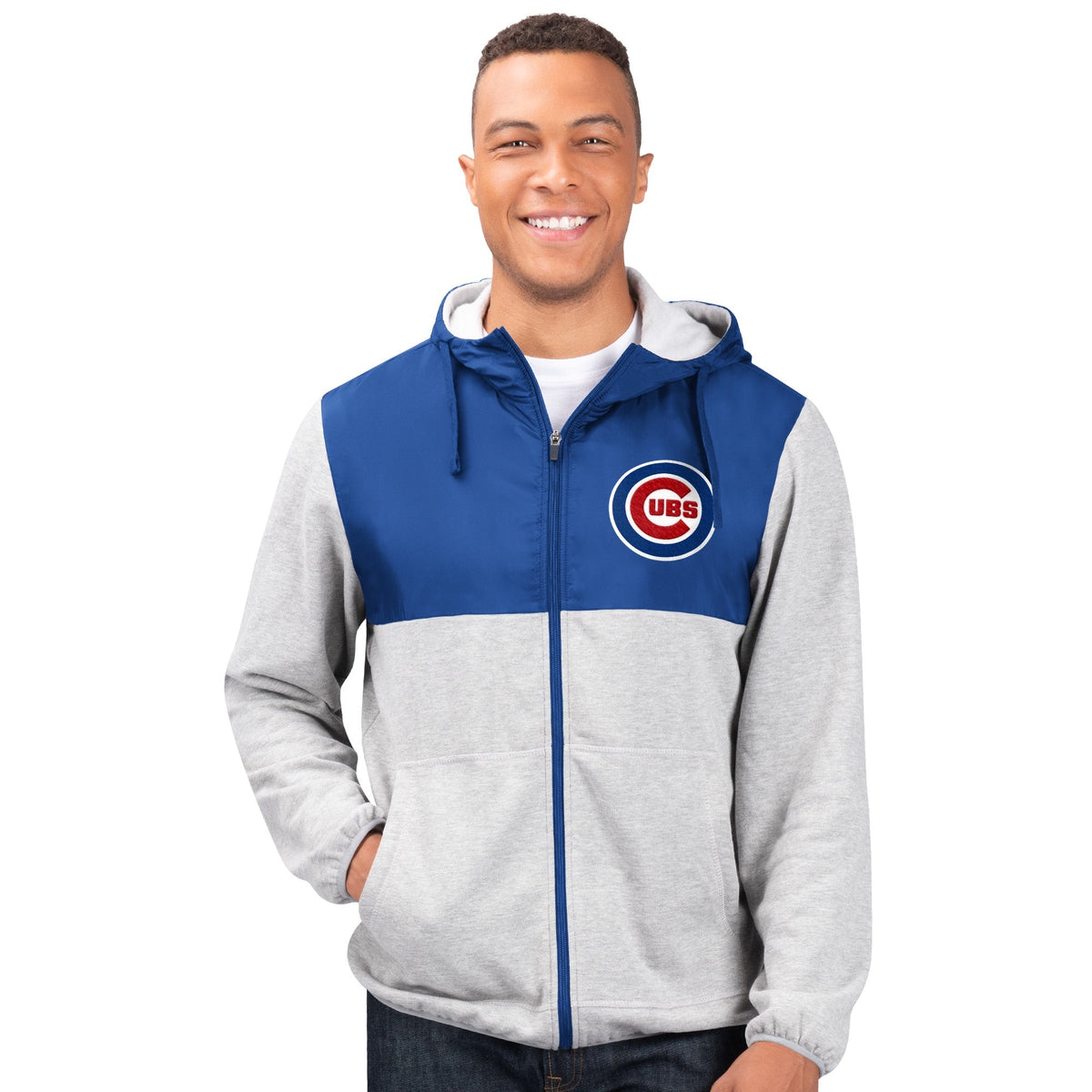 Chicago Cubs Cotton Poly Full-Zip Jacket for Men product image 1, provided for visual reference and product detail review