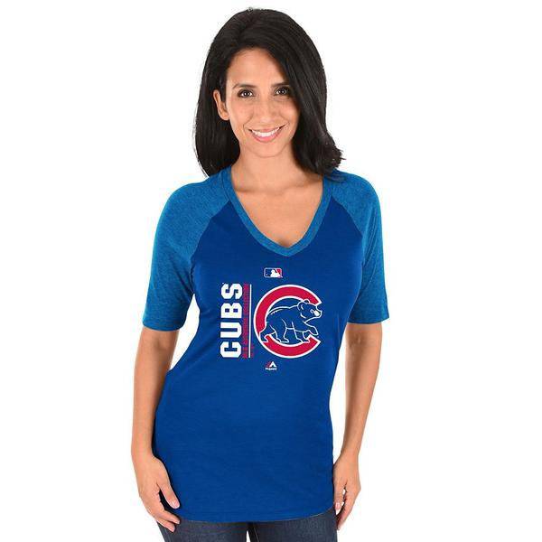 Majestic Chicago Cubs Royal AC Team Icon Raglan T-Shirt for Women product image 1, provided for visual reference and product