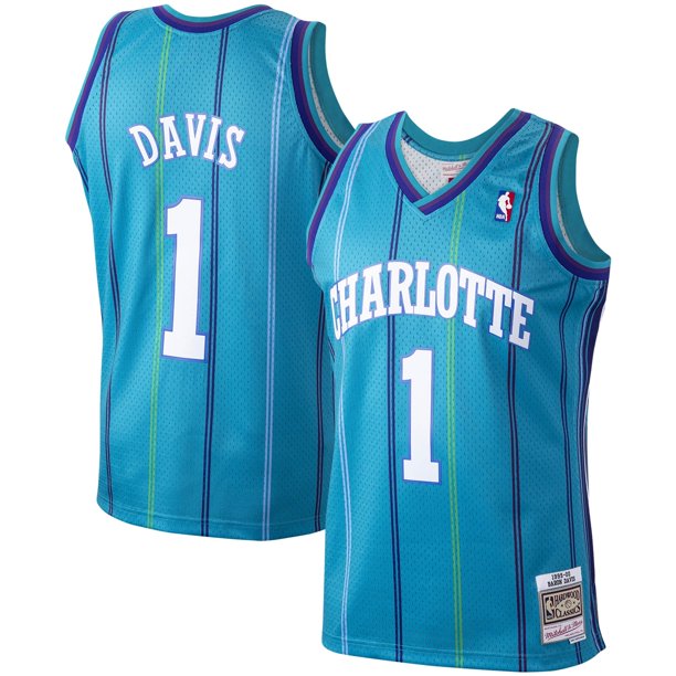 Men’s Baron Davis Charlotte Hornets Teal 1999-2000 Swingman Replica Jersey By Mitchell & Ness product image 1, provided for