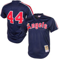 Reggie Jackson California Angels Mitchell & Ness Cooperstown Collection Mesh Batting Practice Button-Up Jersey - Navy for