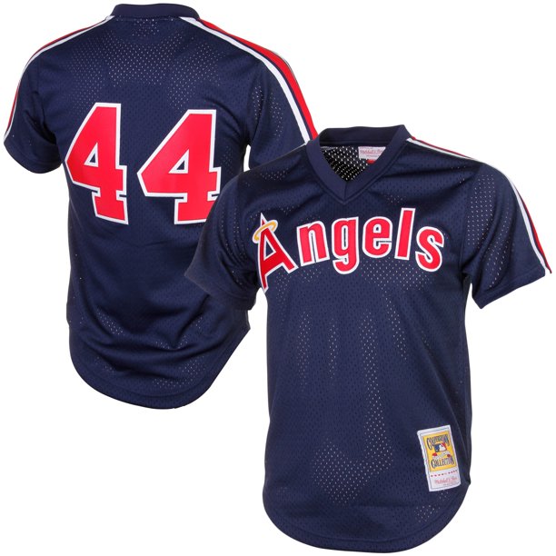 Reggie Jackson California Angels Mitchell & Ness Cooperstown Collection Mesh Batting Practice Button-Up Jersey - Navy for