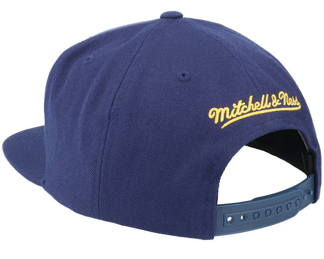Mens NBA Denver Nuggets Navy Mitchell And Ness Basic Core Snapback Hat product image 2, provided for visual reference and
