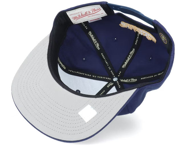 Mens NBA Denver Nuggets Navy Mitchell And Ness Basic Core Snapback Hat product image 3, provided for visual reference and