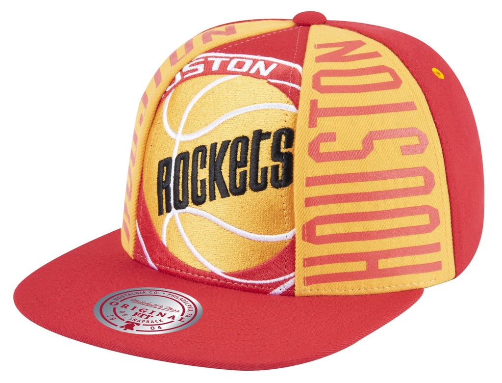 Houston Rockets Hardwood Classics Red Big Face Callout Mitchell & Ness Snapback Hat product image 1, provided for visual