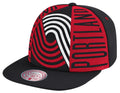 Portland Trail Blazers Hardwood Classics Black Big Face Callout Mitchell & Ness Snapback Hat product image 1, provided for