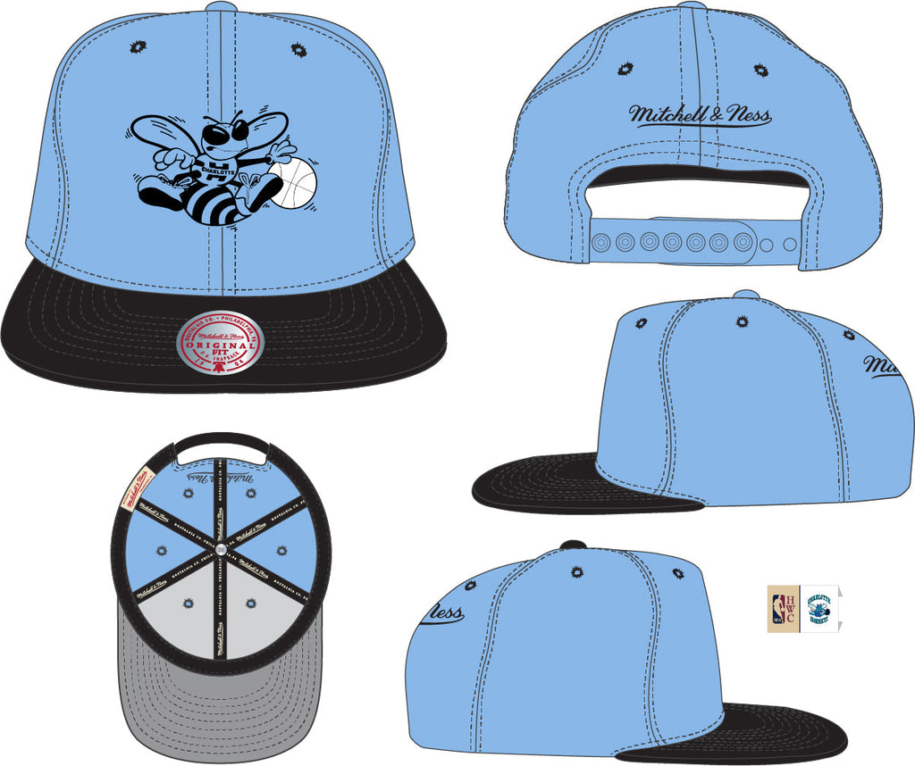 Charlotte Hornets Mitchell & Ness NBA University Away 2 Tone HWC Snapback Hat for Men product image 4, provided for visual