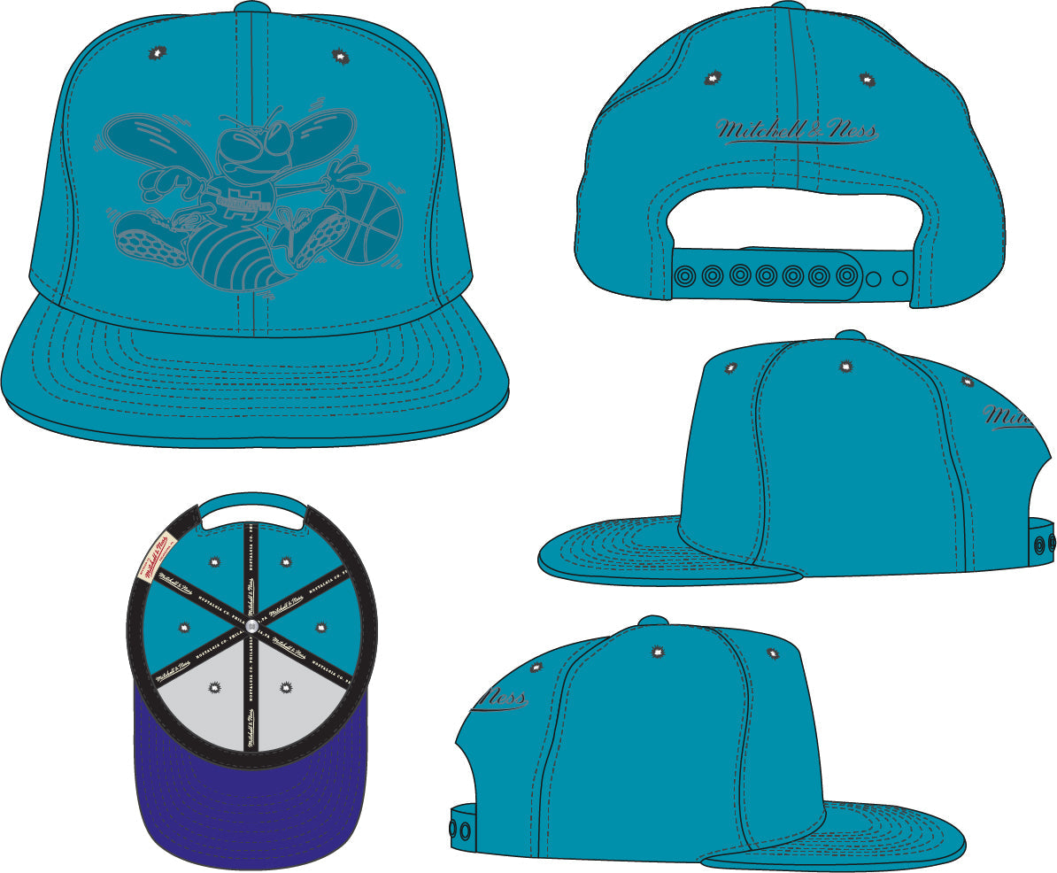 Charlotte Hornets Mitchell & Ness Tonal Eclipse Snapback Hat- Teal product image 4, provided for visual reference and