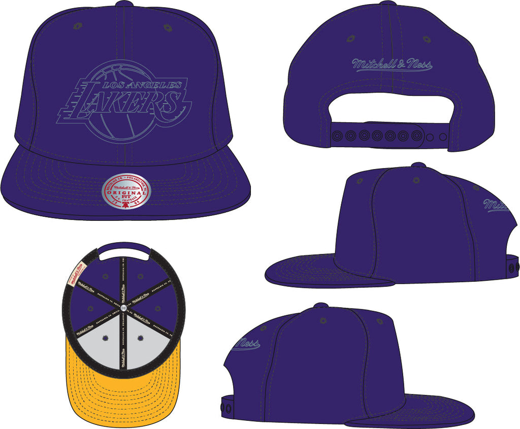 Los Angeles Lakers Mitchell & Ness Tonal Eclipse Snapback Hat- Purple product image 5, provided for visual reference and