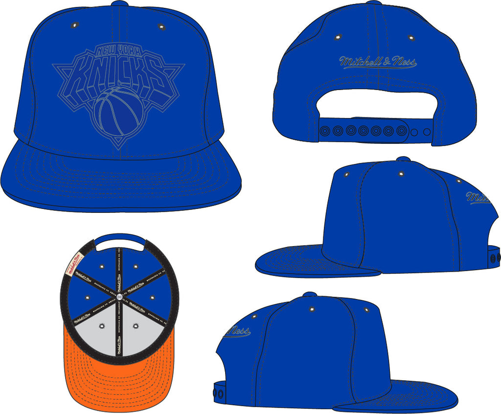 New York Knicks Mitchell & Ness Tonal Eclipse Snapback Hat- Blue product image 4, provided for visual reference and product