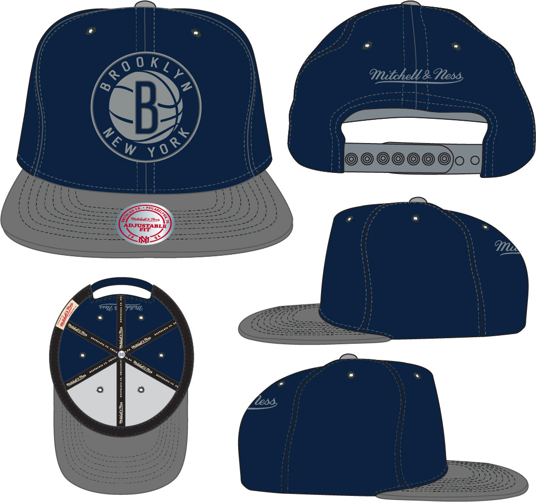 Brooklyn Nets NBA Navy Spirit Mitchell & Ness Snapback for Men product image 4, provided for visual reference and product